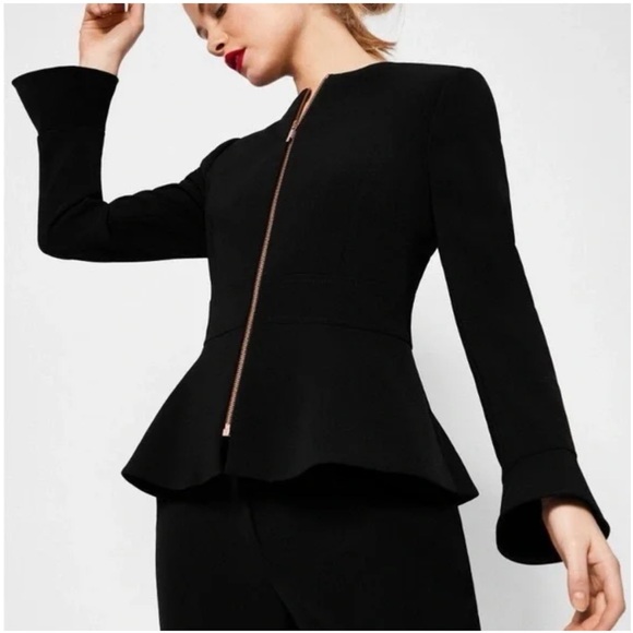 Ted Baker Jackets & Blazers - Ted Baker Yulij Flared Cuff Peplum Full Zip Blazer Jacket Full Zip TB 1 US 4